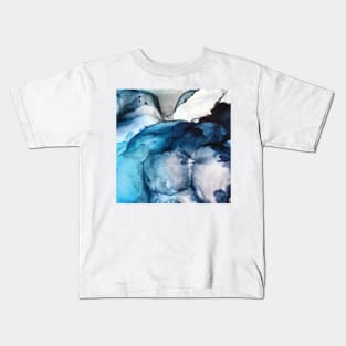 White Sand Blue Sea - alcohol ink painting Kids T-Shirt